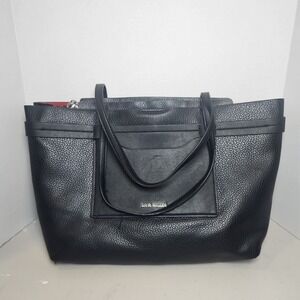 Steve Madden‎ BTruli Black Tote Bag Large Pockets Red Inside Shoulder Straps